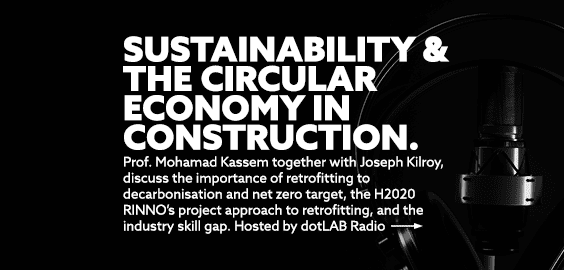 An image of text stating sustainability the circular economy in construction.